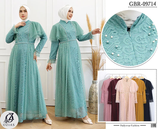 GAMIS OZIAS BROKAT 09714 LD 105 I Gamis Kondangan Simpel I Gamis Fashion Muslimah
