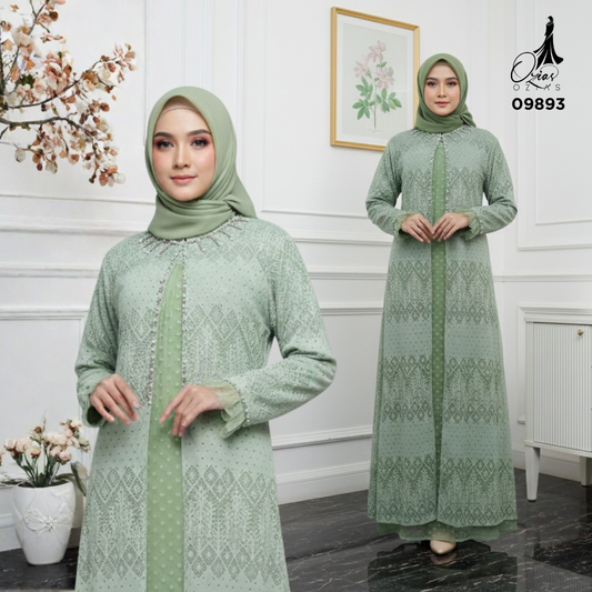 GAMIS OZIAS BROKAT FLORANCE 09893 LD 105 & LD 120 I Gamis Wanita Syar'i Kondangan l Busana Muslim Nyaman Panjang Santai Dress