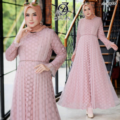 GAMIS OZIAS BROKAT POLKA PREMIUM 08333 LD 105 & LD 120I Gamis Kondangan Cantik I Gamis Wisuda Remaja Nyaman Panjang