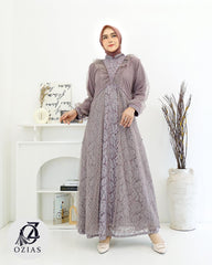 GAMIS OZIAS BROKAT IMPORT 09773 LD 105 I Gamis Fashion Remaja I Gamis Kondangan Dewasa