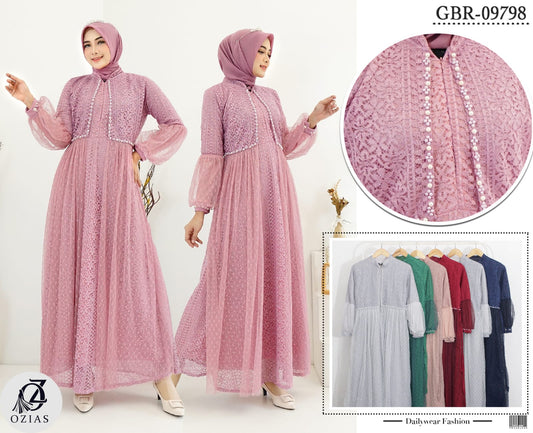 GAMIS OZIAS BROKAT PREMIUM 09798 LD 105 I Gamis Fashion Muslimah I Gamis Busui Friendly Nyaman Panjang