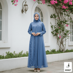 GAMIS INAYA JASMINE OZIAS 09967 LD 105 I Gamis Brokat Pesta Kondangan I Gamis Fashion Muslimah Fit Panjang Santai Nyaman Dress Mewah I Jumbo 5XL