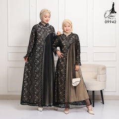 GAMIS OZIAS BROKAT INAYA FIORA 09942 Ld 80 95 105 120 140 I Gamis Dewasa Ibu Dan Anak I Gamis Wisuda Wanita I Gamis Kondangan Pesta I Gamis Bridesmaid I Pakaian Muslimah Jumbo 2XL 4XL