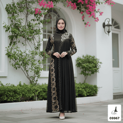 GAMIS INAYA JASMINE OZIAS 09967 LD 105 I Gamis Brokat Pesta Kondangan I Gamis Fashion Muslimah Fit Panjang Santai Nyaman Dress Mewah I Jumbo 5XL