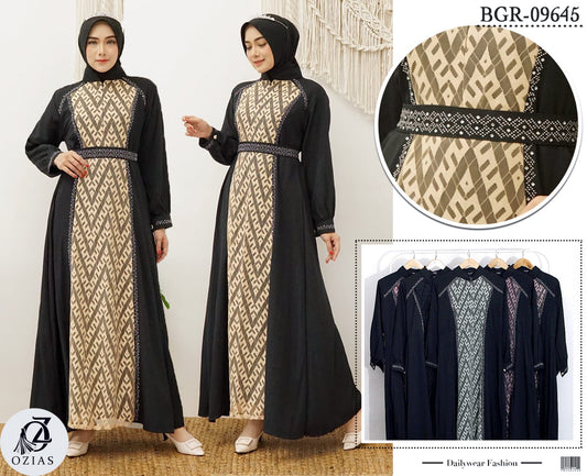 GAMIS OZIAS ABAYA STRETCH 09645 LD 120 I Gamis Fashion Muslimah I Gamis Lebaran Cantik Wanita