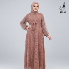 GAMIS OZIAS BROKAT PREMIUM 09968 LD 105 I Gamis Tangan Balon I Gamis Kondangan Muslim Nyaman
