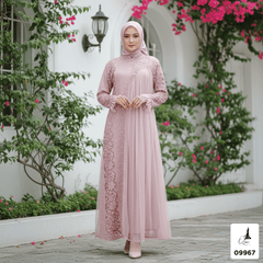 GAMIS INAYA JASMINE OZIAS 09967 LD 105 I Gamis Brokat Pesta Kondangan I Gamis Fashion Muslimah Fit Panjang Santai Nyaman Dress Mewah I Jumbo 5XL