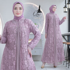GAMIS OZIAS BROKAT GLITER 09954 LD 105 I Gamis Fashion Muslimah I Gamis Lebaran Motif Nyaman