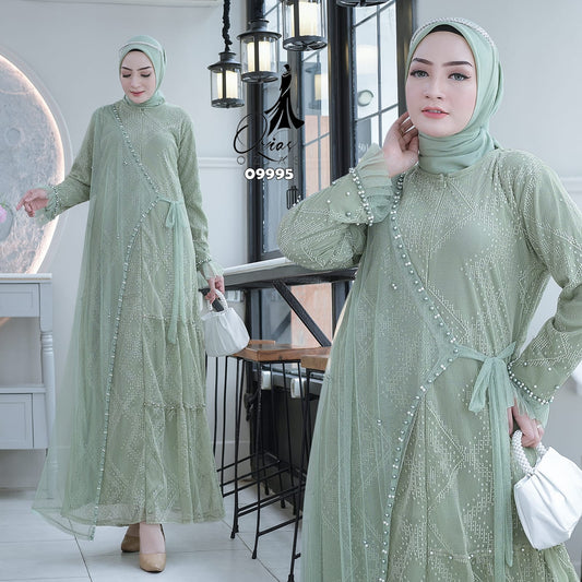 GAMIS OZIAS BROKAT 09995 LD 105 I Gamis Kondangan Remaja I Gamis Pesta Remaja Muslim Nyaman