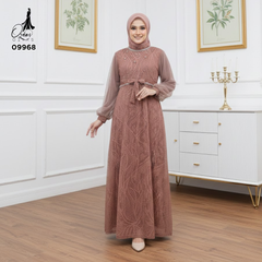 GAMIS OZIAS BROKAT PREMIUM 09968 LD 105 I Gamis Tangan Balon I Gamis Kondangan Muslim Nyaman