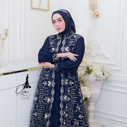 GAMIS OZIAS TILE NAMIRA 07143 LD 105 120 140 I Gamis Kondangan Wanita I Gamis Mewah Wisuda