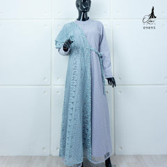 GAMIS OZIAS BROKAT KAGURA COMBI TILE 09895 JUMBO LD 120 & LD 140 I Gamis Pesta Kondangan I Gamis Muslimah Mutiara Nyaman 2XL 4XL