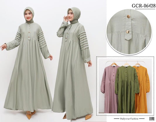 GAMIS OZIAS POLO LINEN AZURA 06428 LD 105 I Gamis Simple I Gamis Busui Friendly Muslim Nyaman