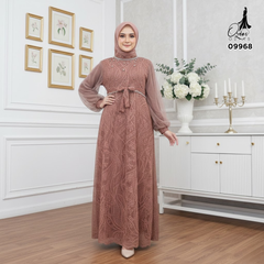 GAMIS OZIAS BROKAT PREMIUM 09968 LD 105 I Gamis Tangan Balon I Gamis Kondangan Muslim Nyaman