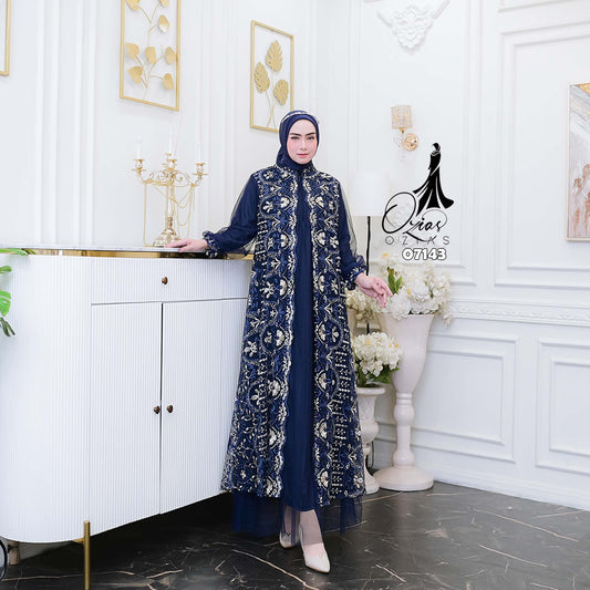 GAMIS OZIAS TILE NAMIRA 07143 LD 105 120 140 I Gamis Kondangan Wanita I Gamis Mewah Wisuda