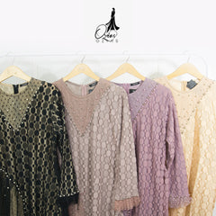 GAMIS OZIAS BROKAT POLKA 09218 LD 105 & LD 120 I Gamis Fashion Remaja I Gamis Pesta Kondangan Muslim Nyaman Dress Mewah