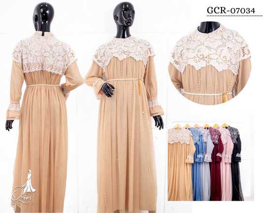 GAMIS OZIAS CHANTILY 07034 LD 105 I Gamis Kondangan Wanita I Gamis Fashion Casual