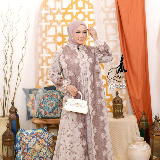 GAMIS OZIAS KATUN BORDIR KRANCANG 07402 LD 105 I Gamis Lebaran Cantik I Gamis Fashion Casual