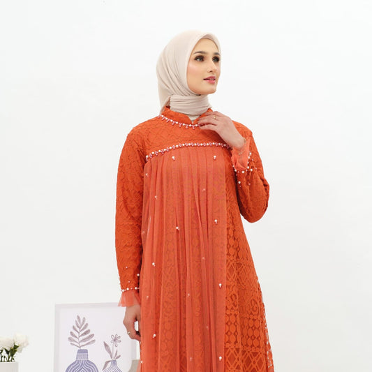 GAMIS OZIAS BROKAT FIMELA 09933 LD 105 120 140 I Gamis Kondangan Jumbo I Fashion Muslimah I Jumbo 2XL 4XL