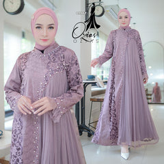 GAMIS INAYA JASMINE OZIAS 09967 LD 105 I Gamis Brokat Pesta Kondangan I Gamis Fashion Muslimah Fit Panjang Santai Nyaman Dress Mewah I Jumbo 5XL
