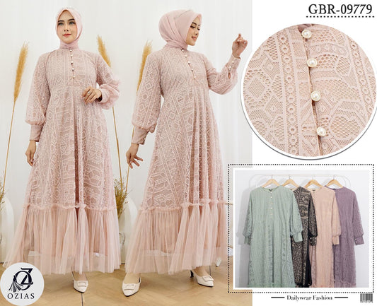GAMIS OZIAS BROKAT 09779 LD 105 I Gamis Kondangan Cantik I Gamis Busui Wanita