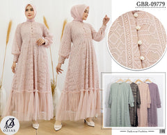GAMIS OZIAS BROKAT 09779 LD 105 I Gamis Kondangan Cantik I Gamis Busui Wanita