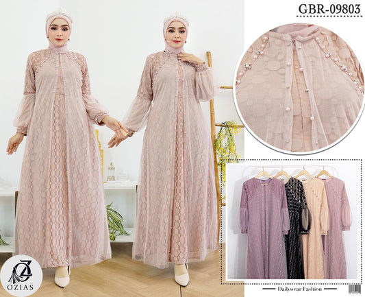 GAMIS OZIAS BROKAT POLKA 09803 LD 105 I Gamis Mewah Kondangan I Gamis Wanita Remaja