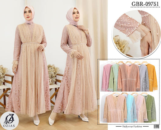 GAMIS OZIAS BROKAT LILY 09751 LD 105 I Gamis Kondangan Cantik I Fashion Remaja Muslimah Nyaman Panjang