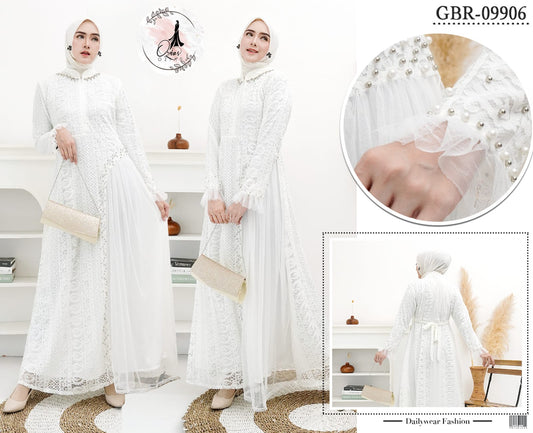 GAMIS OZIAS BROKAT KAGURA PREMIUM 09906 LD 105 I Gamis Muslimah Busui Friendly I Gamis Pesta Cantik Nyaman Panjang