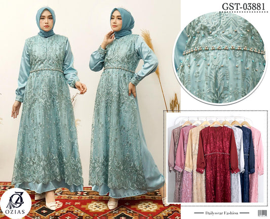 GAMIS OZIAS TILE 03881 LD 105 I Gamis Kondangan Wanita I Gamis Wanita Simpel