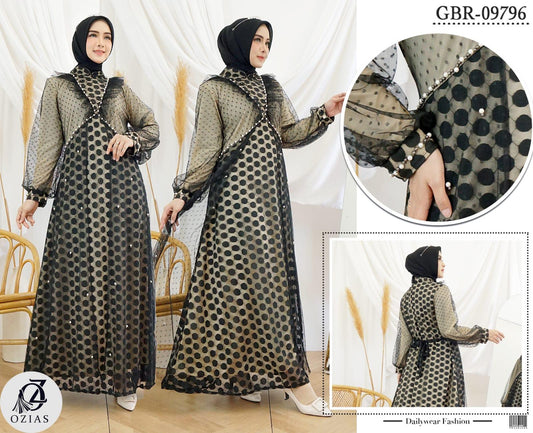 GAMIS OZIAS BROKAT TILE 09796 LD 105 I Gamis Fashion Muslimah I Abaya Lebaran Nyaman Panjang