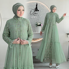 GAMIS OZIAS TILE 07015 LD 105 I Gamis Kondangan Wanita I Gamis Wisuda Remaja Nyaman Panjang