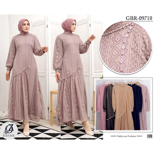 GAMIS OZIAS BROKAT NAZILLA 09710 LD 105 I Gamis Pesta Muslimah I Gamis Wisuda Remaja Nyaman Panjang Wanita