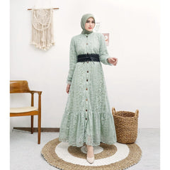 GAMIS OZIAS BROKAT PALMINERVIS 09701 LD 105 I Gamis Pesta Simpel I Gamis Remaja Muslimah Panjang Santai