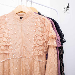 OZIAS BROKAT POLKA 09500 LD 105 I Gamis Fashion Muslimah I Gamis Remaja Kondangan Nyaman Panjang