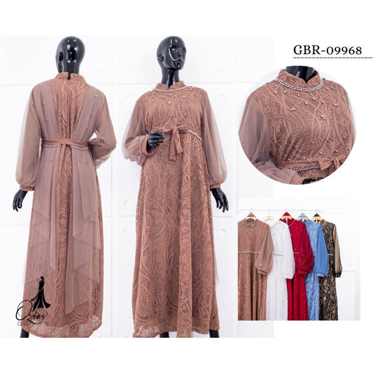 GAMIS OZIAS BROKAT PREMIUM 09968 LD 105 I Gamis Tangan Balon I Gamis Kondangan Muslim Nyaman