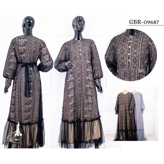 GAMIS OZIAS BROKAT IMPORT 09687 LD 105 I Gamis Fashion Muslimah I Gamis Kondangan Cantik Nyaman Panjang