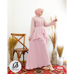 GAMIS OZIAS CERUTY POLKA 09182 I Gamis Pesta 10 in 1 I Gamis Muslimah Nyaman Panjang
