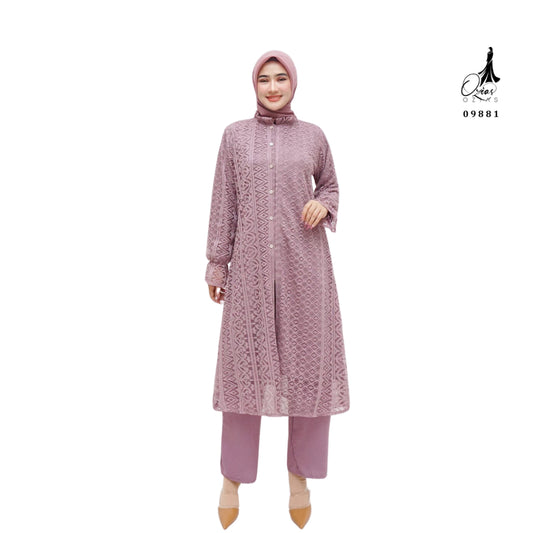 TUNIK OZIAS BROKAT ARABELLA 09881 LD 105CM I Oneset Fashion Muslimah I Tunic Celana Hijab l Busui Friendly Nyaman Wanita