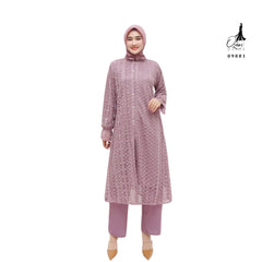TUNIK OZIAS BROKAT ARABELLA 09881 LD 105CM I Oneset Fashion Muslimah I Tunic Celana Hijab l Busui Friendly Nyaman Wanita