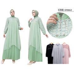 GAMIS OZIAS BROKAT FIMELA COMBI SIFON 09862 LD 105 I Gamis Wisuda I Dress Home Muslim Panjang