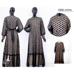 GAMIS OZIAS BROKAT POLKA BELT 09795 LD 105 I Gamis Simpel Belt I Gamis Remaja Muslimah Santai Dress