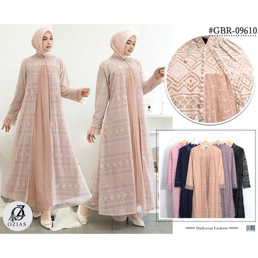 GAMIS OZIAS BROKAT IMPORT 09610 LD 105 I Gamis Pesta Simpel I Gamis Lebaran Muslimah Nyaman Panjang