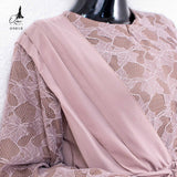 Ozias - Gamis Brokat Combi Ceruty 09818 Ld 105 I Gamis Muslimah Wanita I Gamis Kondangan Mewah