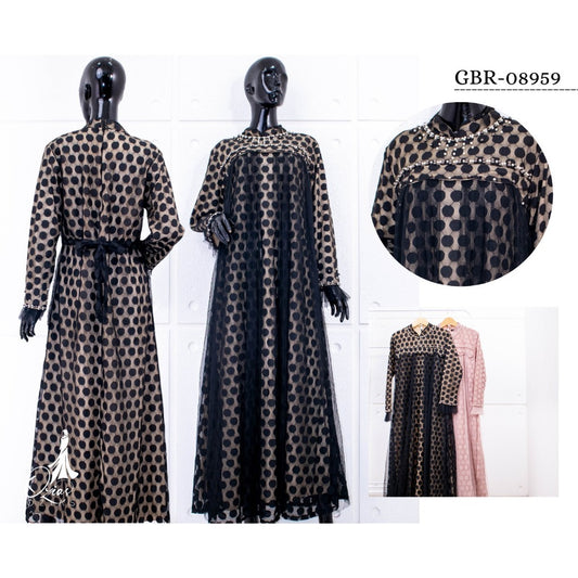 GAMIS OZIAS BROKAT POLKA 08959 LD 105 I Gamis Wisuda Wanita I Gamis Fashion Muslimah Nyaman Dress