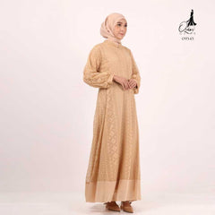 GAMIS OZIAS BROKAT LAURA 09545 LD 105 I Gamis Super Adem Simpel I Gamis Umroh Busui Friendly Nyaman Motif