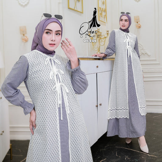 GAMIS OZIAS OXFORD SALUR 06448 LD 105 I Gamis Kondangan Simpel I Gamis Casual Wisuda