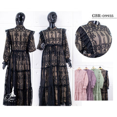 GAMIS OZIAS BROKAT 09935 LD 20 I Gamis Pesta Cantik I Gamis Wisuda 2XL