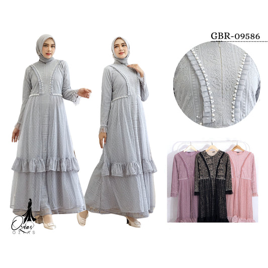 GAMIS OZIAS BROKAT 09586 LD 105 I Gamis Pesta Busui Friendly I Gamis Remaja Muslimah Nyaman Panjang