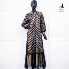 GAMIS OZIAS BROKAT POLKA BELT 09795 LD 105 I Gamis Simpel Belt I Gamis Remaja Muslimah Santai Dress